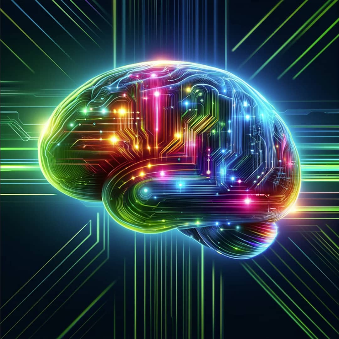 multicolored electronic brain